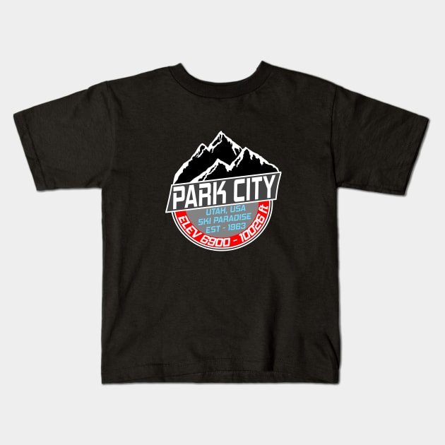 Ski Park City Utah USA Skiing Paradise Kids T-Shirt by ChrisWilson